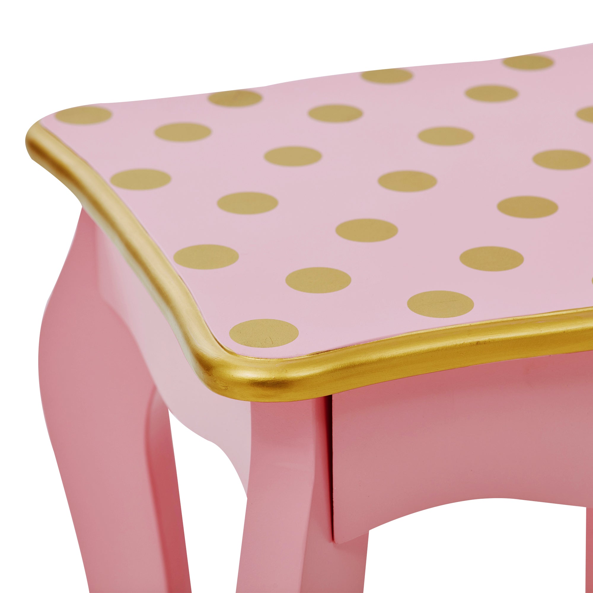 Teamson Kids Gisele 2-pc. Wooden Fashion Europe Set, Teamson – Vanity Prints Pink/Gold Polka Dot