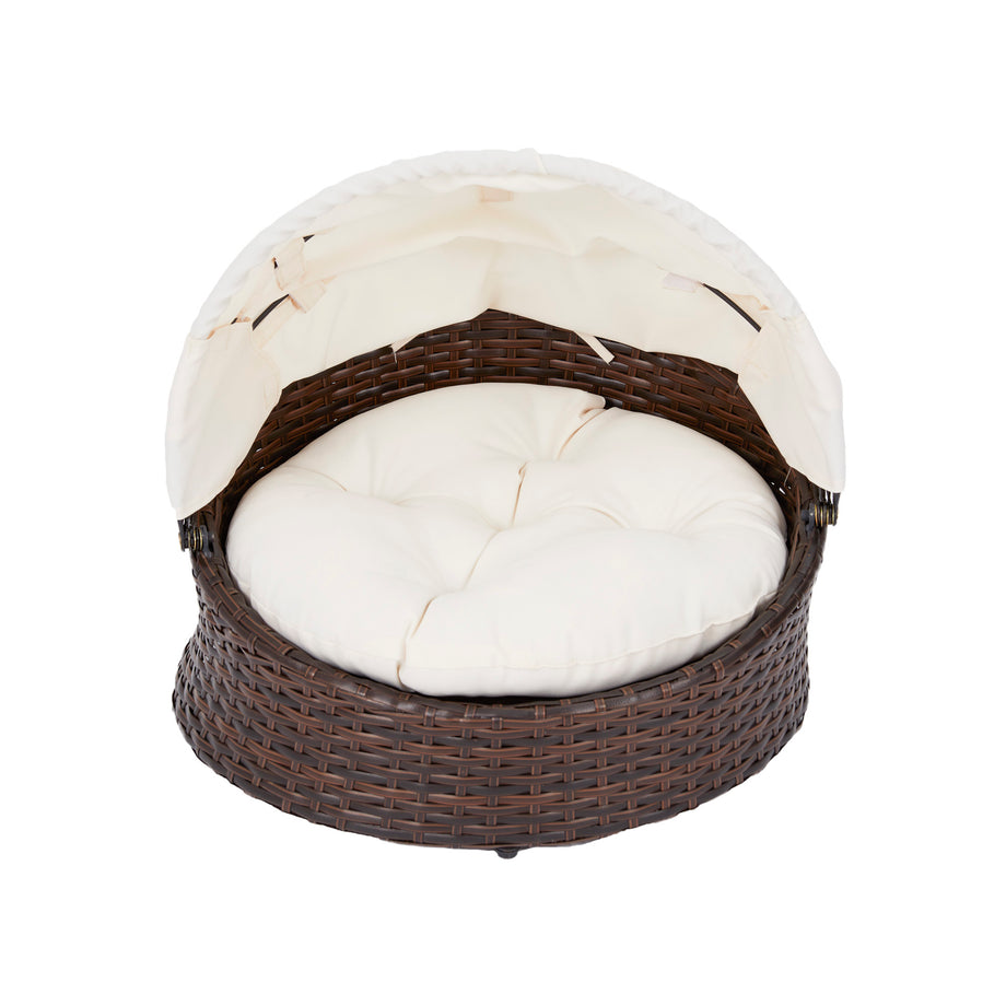 Teamson Pets Indoor Outdoor Rattan Bett für Katzen oder kleine Hunde m – EU 