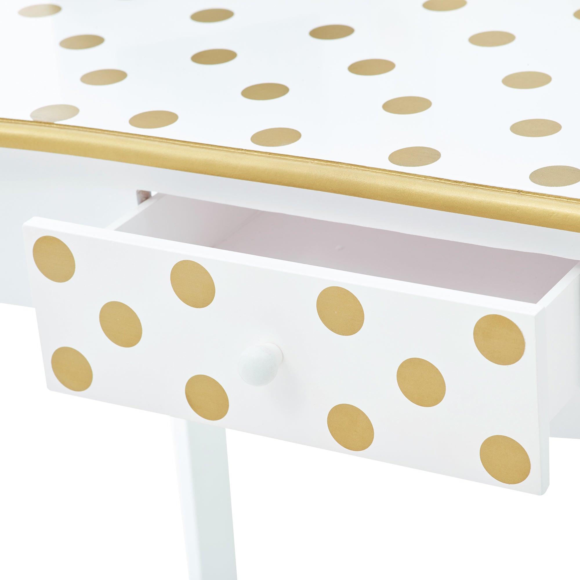 Teamson Kids Gisele 2-pc. Fashion Polka Dot Prints Wooden Vanity Set,  White/Gold – Teamson Europe