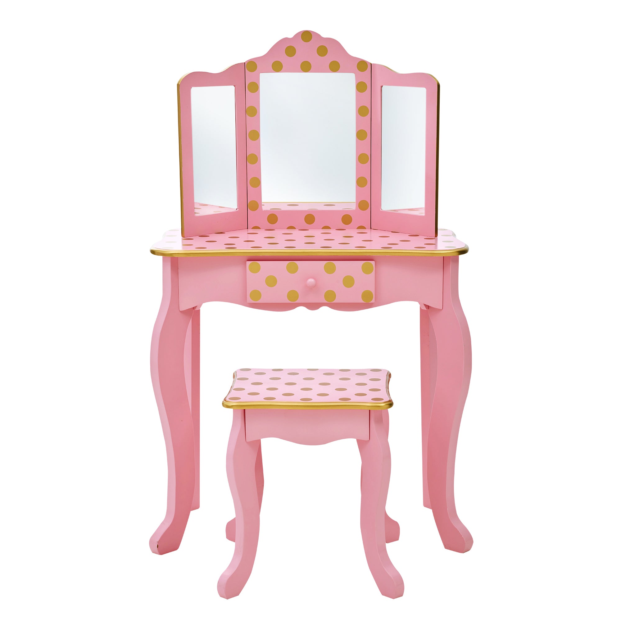 Teamson Kids Gisele 2-pc. Fashion Polka Dot Prints Wooden Vanity Set,  Pink/Gold – Teamson Europe