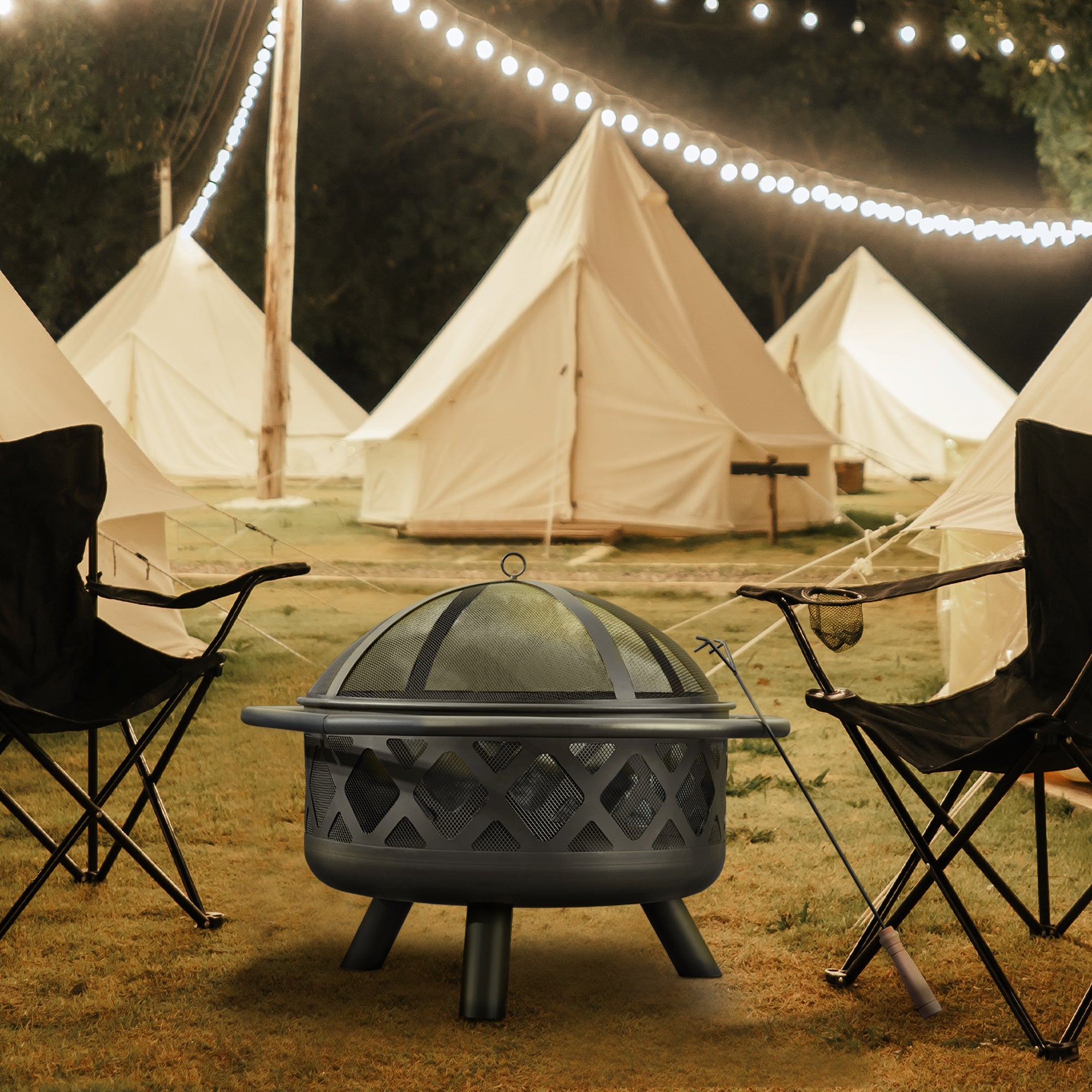 Peaktop by Teamson Home Große Holzfeuerstelle für den Garten, Gartenmöbel-Feuerstelle