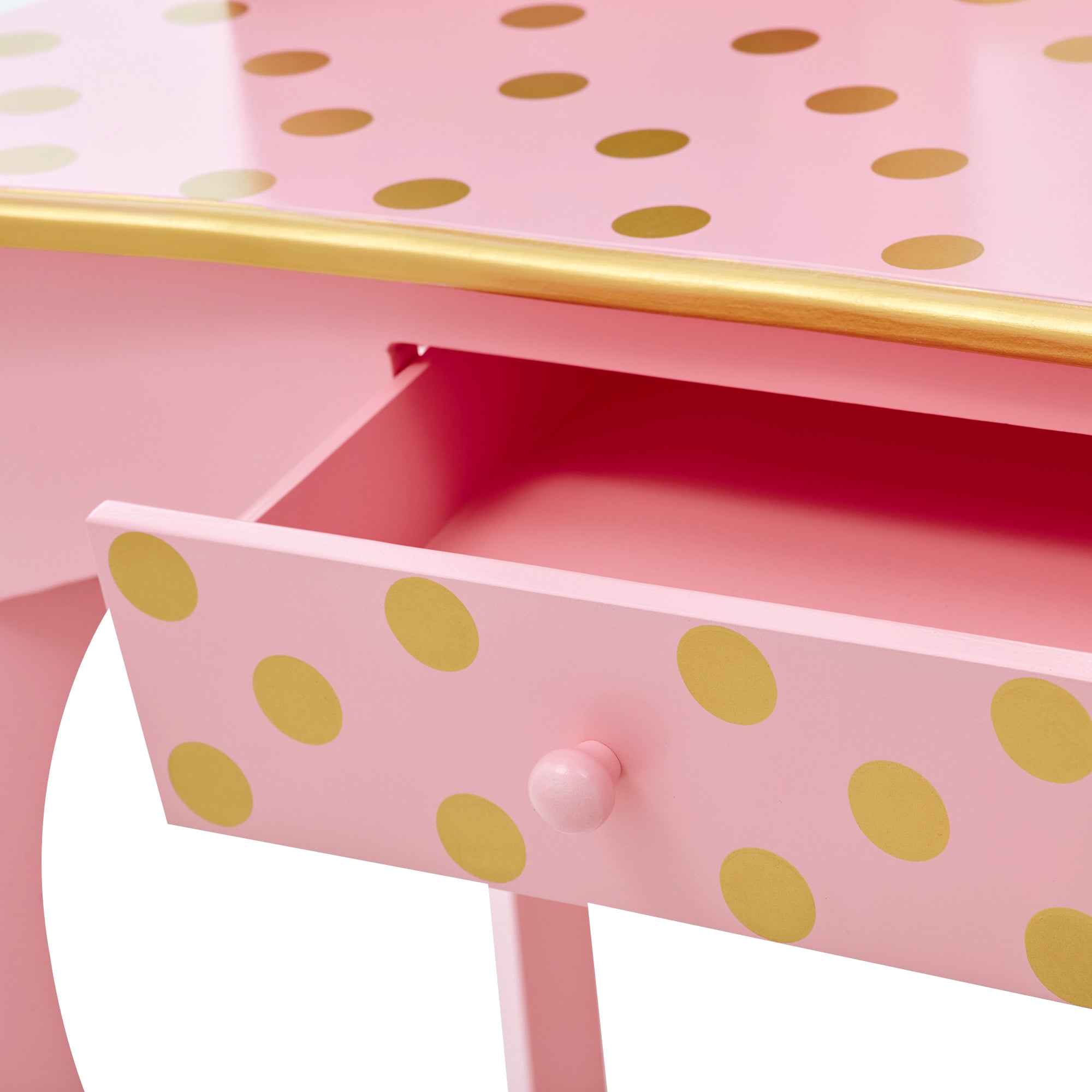Teamson Kids Gisele 2-pc. Fashion Polka Dot Prints Wooden Vanity Set,  Pink/Gold – Teamson Europe
